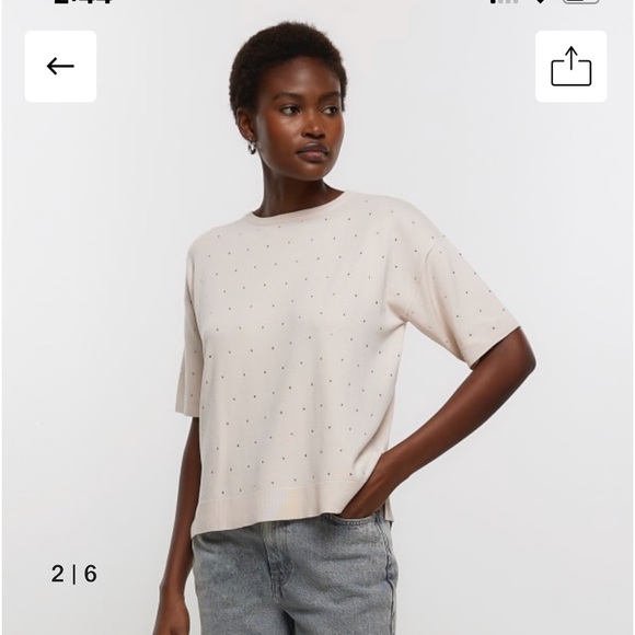 NWT EMBELLISHED RIVER ISLAND BEIGE TOP SZ UK18 / US14 RETAIL $130 - Picture 2 of 7